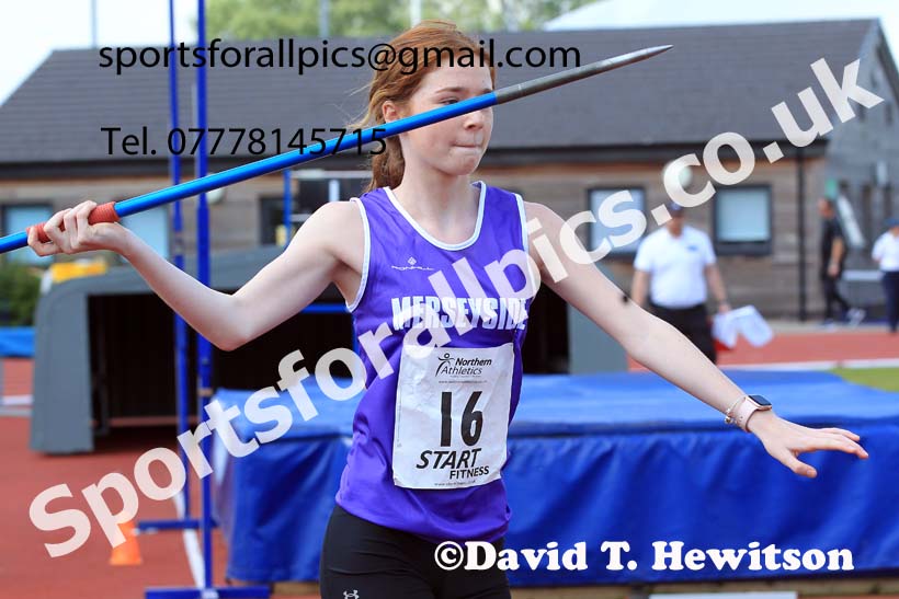 Girls Under-15s Javelin, 2022 Northern Inter Counties U17s and U15s Track and Field, York, Thursday, June 2nd. Photo: David T. Hewitson/Sports for All Pics